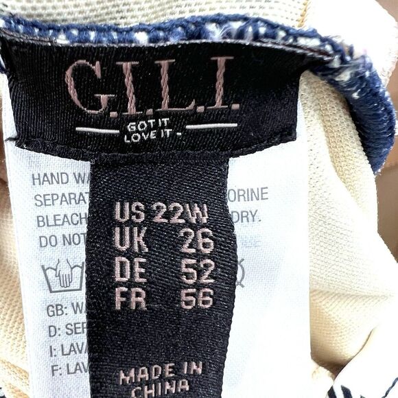 G.I.L.I. Got it Love It Navy Blue & White Checked One Piece Swim Suit - Picture 5 of 5